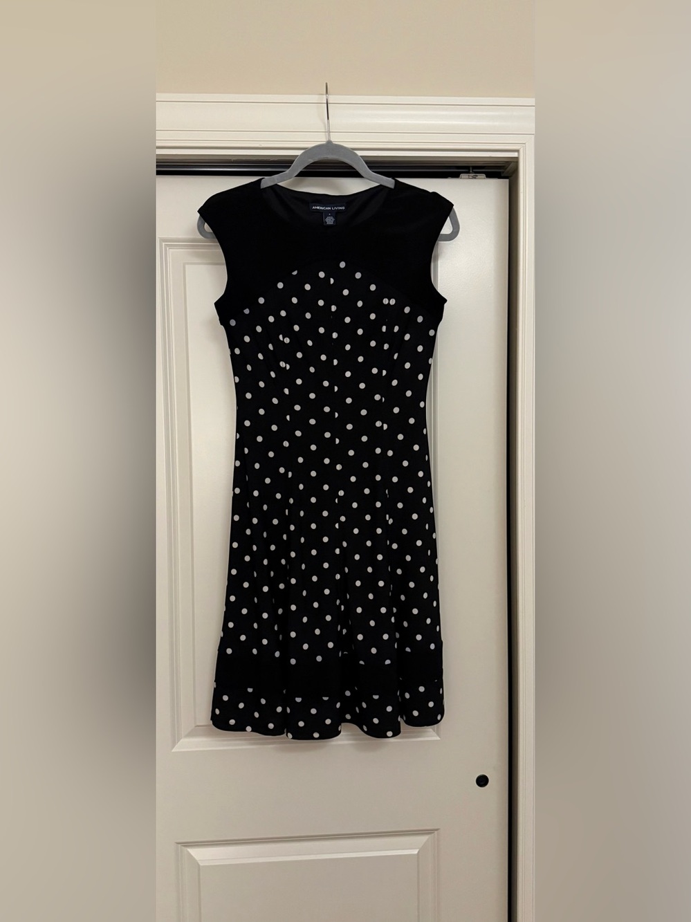 American Living Black Dress with White Polka Dots